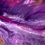 Violet Sea,-10"x 20" Acrylic on Canvas: Finish Coat - Crystal Resin